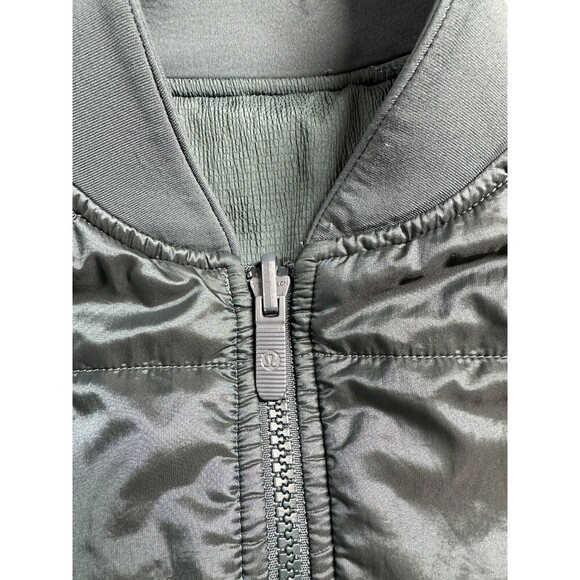 Lululemon Non-Stop Bomber Jacket Womens 4‎ Teal Shadow Green Reversible Full Zip - Picture 3 of 10